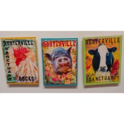 Farm Animal Magnets: Handmade Rooterville Animals on Magnets Rooster, Cow, Piggy *