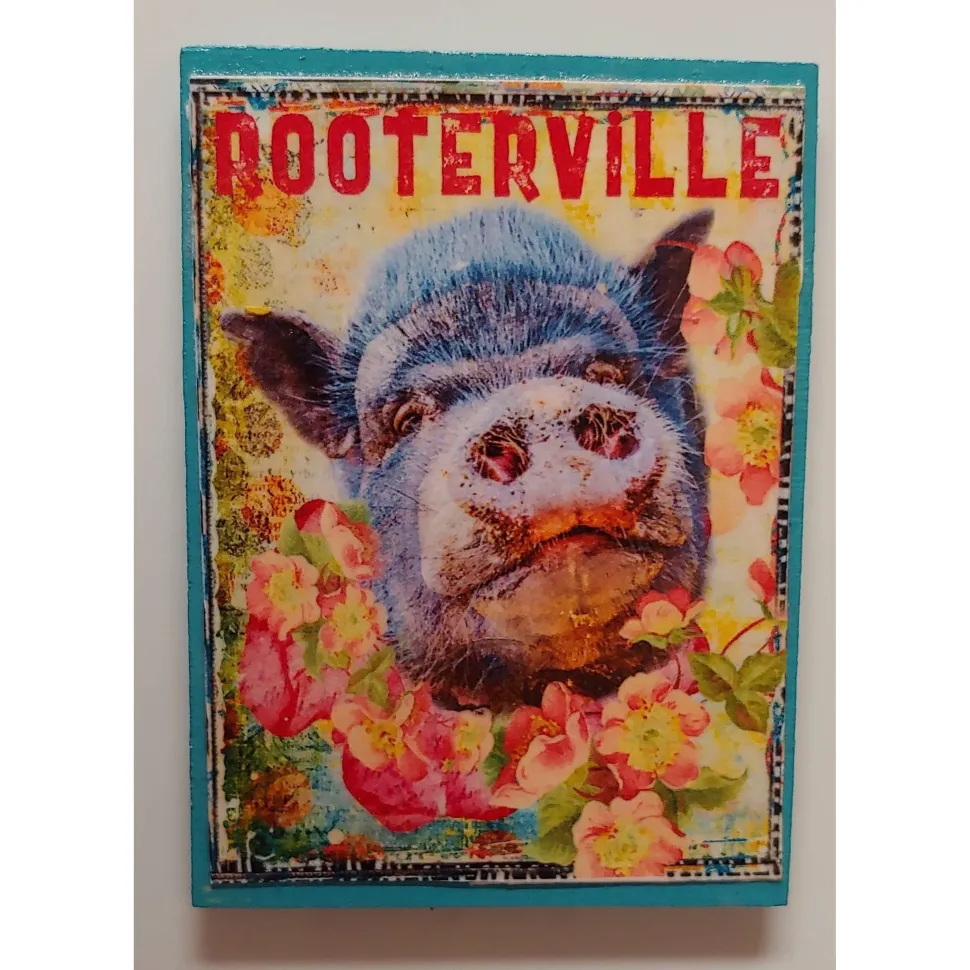 Farm Animal Magnets: Handmade Rooterville Animals on Magnets Rooster, Cow, Piggy *