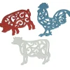 Farm Animal Rustic Cast Iron Trivet Set, Pig, Cow, Rooster