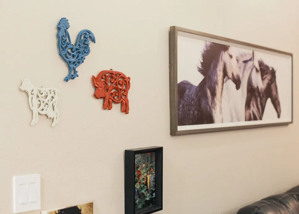 Farm Animal Rustic Cast Iron Trivet Set, Pig, Cow, Rooster