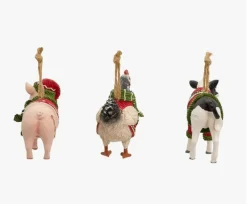 FARM ANIMALS W/SWEATER and SCARF Ornaments Pig,Cow, Chicken Kurt Adler