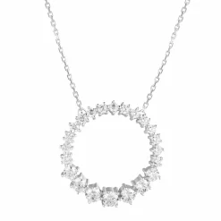 Finest Sterling SIlver Graduated CZ Eterninty Circle Necklace 18" Chain Stunning