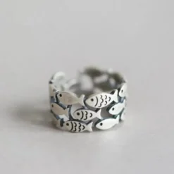 Fish Ring Open Band Fits Most