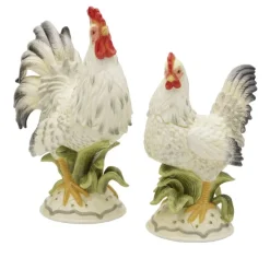Fitz & Floyd Lantana Rooster and Hen Figurines Fine China