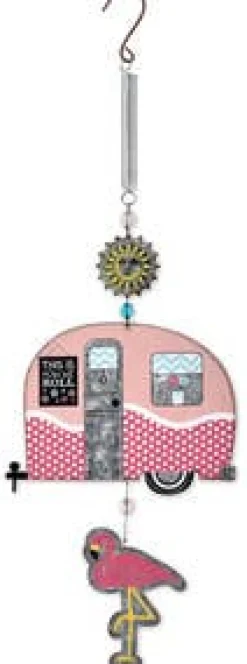Flamingo and Vintage Camper Bouncy Hanging Ornament