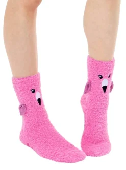 Flamingo Crew Slipper Socks Soft and Fuzzy Women's *