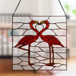 Flamingo Stained Glass Panel