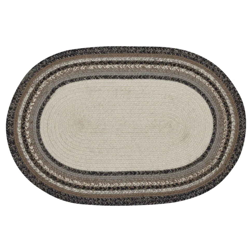 Floral Vine Jute Oval Rug "Welcome" 20x30