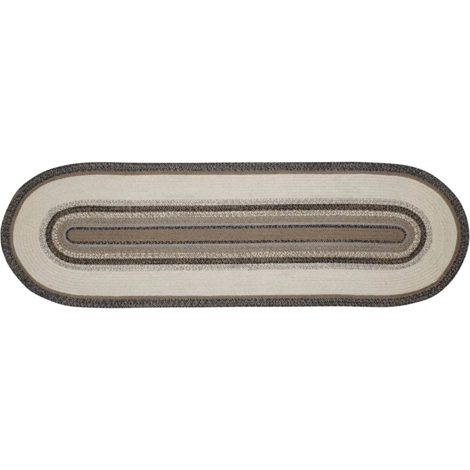 Floral Vine Jute Runner Oval Rug w/ Pad 24x78 Neutral Elegant Colors