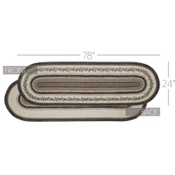 Floral Vine Jute Runner Oval Rug w/ Pad 24x78 Neutral Elegant Colors