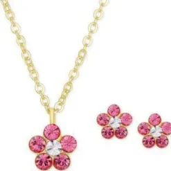 Flower Girl's Sterling Silver Earring & Necklace Set
