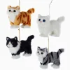 Fluffy Cute Cat Ornaments-White, Tuxedo, Orange and Gray Tabby