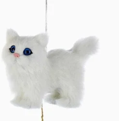 Fluffy Cute Cat Ornaments-White, Tuxedo, Orange and Gray Tabby
