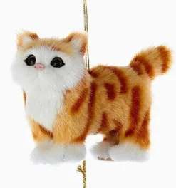 Fluffy Cute Cat Ornaments-White, Tuxedo, Orange and Gray Tabby