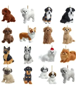 Fluffy Dog Ornaments-Realistic Pups for Christmas Decoration