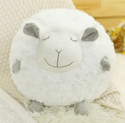 Fluffy Ewe Sheep Plushie, Chair Cushion or Baby Floor Play Mat Embroidered Features *