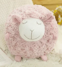 Fluffy Ewe Sheep Plushie, Chair Cushion or Baby Floor Play Mat Embroidered Features *