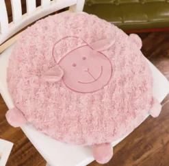 Fluffy Ewe Sheep Plushie, Chair Cushion or Baby Floor Play Mat Embroidered Features *
