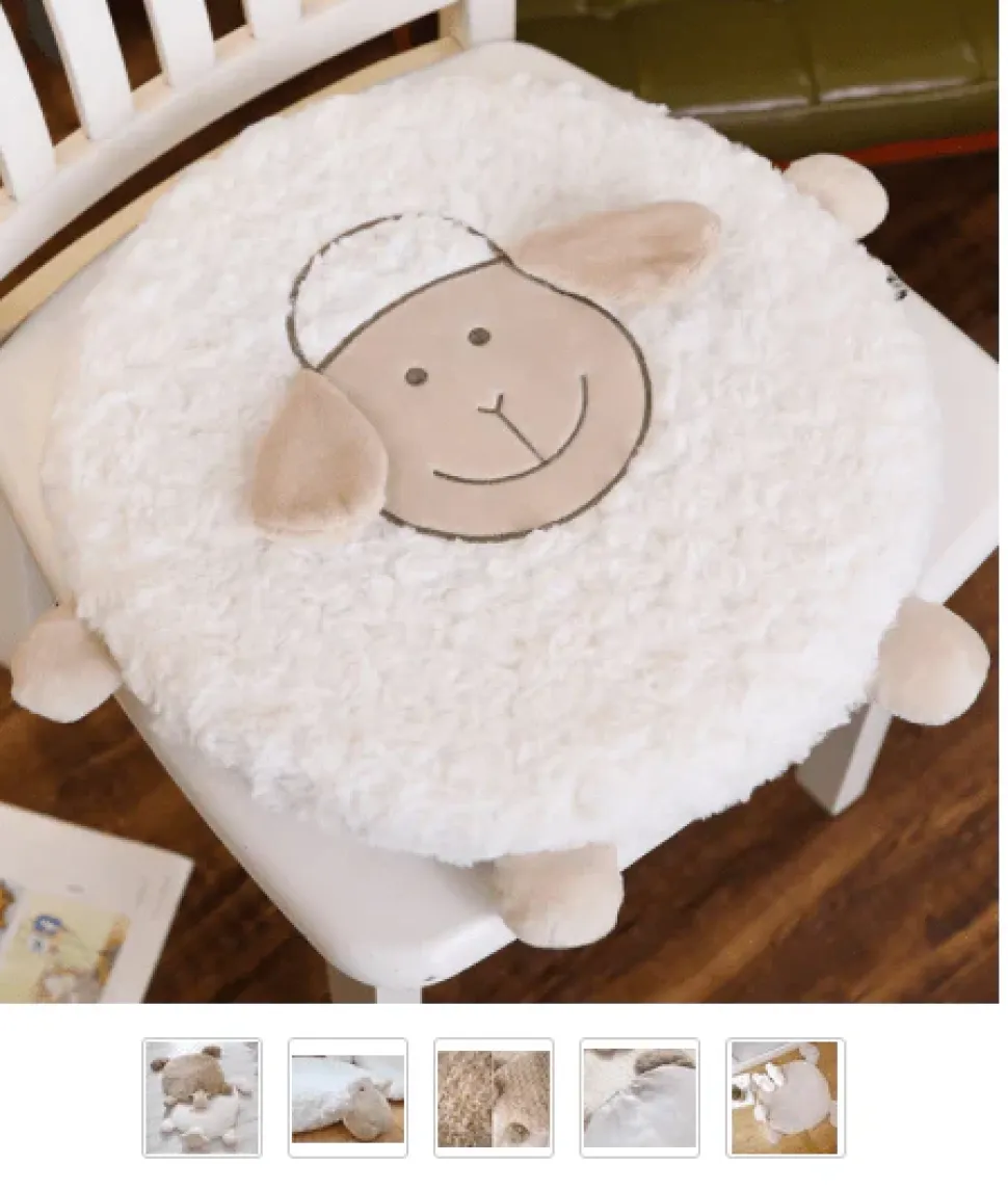 Fluffy Ewe Sheep Plushie, Chair Cushion or Baby Floor Play Mat Embroidered Features *