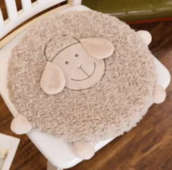 Fluffy Ewe Sheep Plushie, Chair Cushion or Baby Floor Play Mat Embroidered Features *