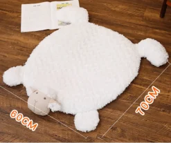 Fluffy Ewe Sheep Plushie, Chair Cushion or Baby Floor Play Mat Embroidered Features *