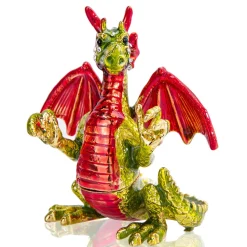 Flying Dragon Trinket Box Pewter Hand Painted Cute!