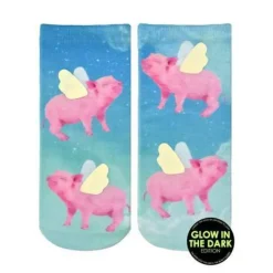 Flying Pig Ankle Socks Glow in the Dark Wings