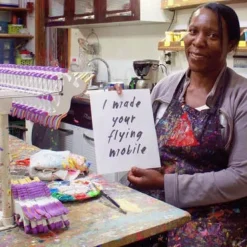 Flying Pig Mobile Hand Painted, Beautiful Conversation Piece or Child's Room Decoration