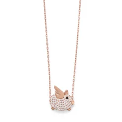 Flying Pig Necklace Sterling Silver Rose Gold Plating-IN STOCK!