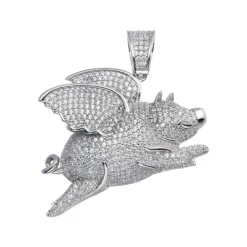 Flying Pig Pendant Sterling Silver, Ultra Sparkly!