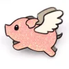 Flying Pink Pig Pin for Jacket, Purse, Backpacks Sparkly