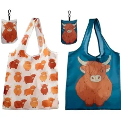 Foldable Reusable Shopping Bag - Highland Coo Cow