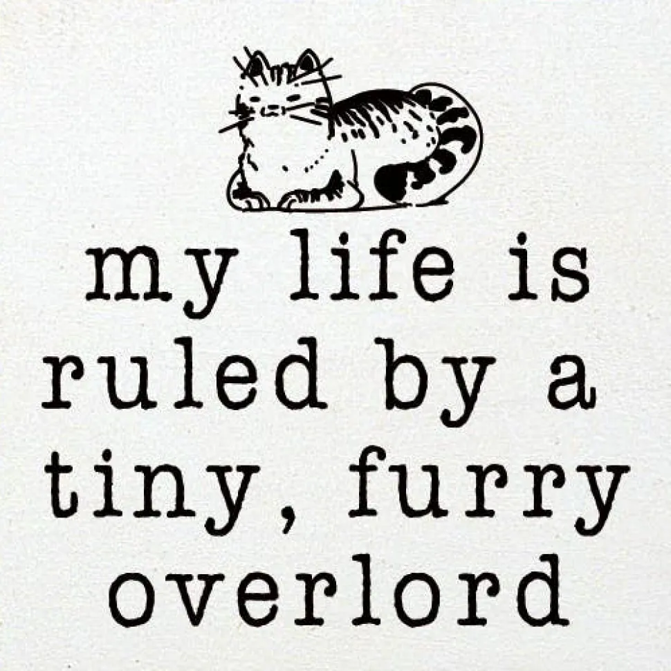 Funny Cat Lover's Sign: My life is ruled by a tiny, furry overlord, Handmade in the USA Wood
