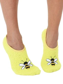Fuzzy Bee Slipper Socks with Grips