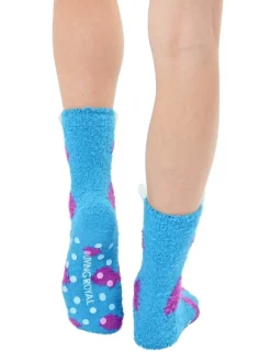 Fuzzy Blue One-Eyed Monster Crew Socks by Living Royal *