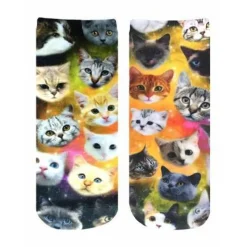 Galaxy Cat Kitty Faces Adorable Cat Ankle Socks *