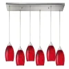 Galaxy 6-Lght Rctnglr Pndnt W/Red Glss
