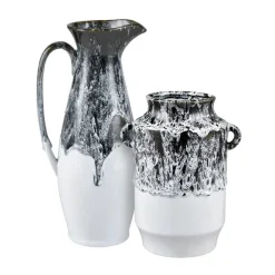 Gallemore Decorative Hand-Applied Glazed Ceramic Pitcher