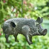 Galvanized Pig Bird House Patio Decor