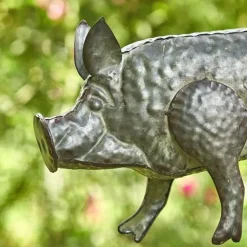 Galvanized Pig Bird House Patio Decor