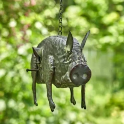 Galvanized Pig Bird House Patio Decor