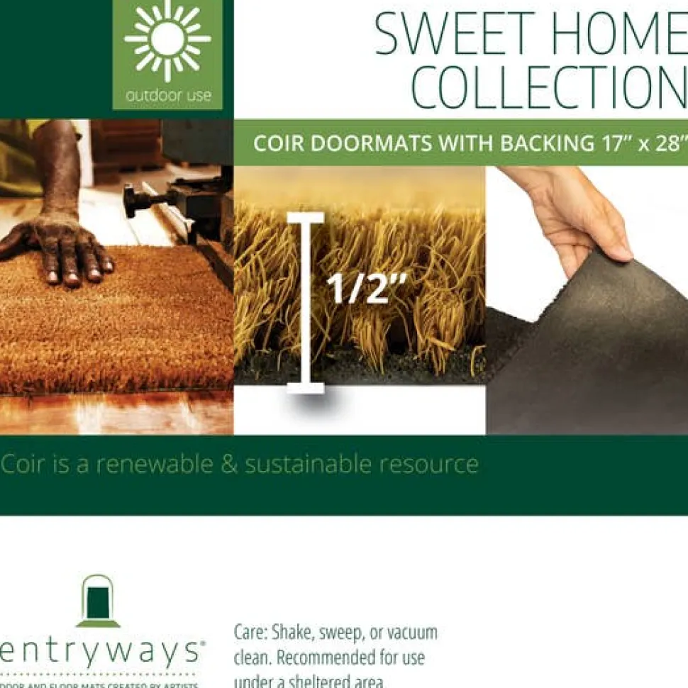 Gather Bright Pumpkin Entry Way Coir Mat, Handmade Welcome Mat