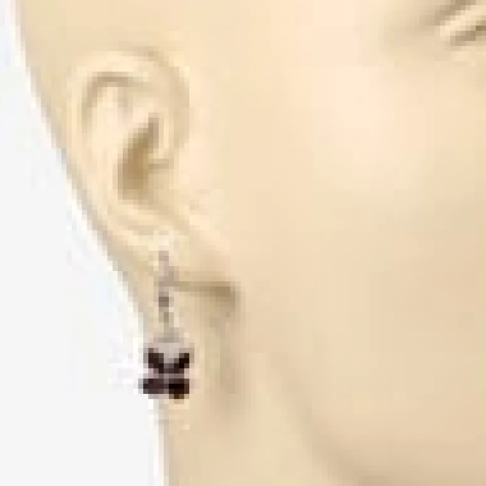 Gemstone Butterfly Drop Earrings Sterling Silver Tanzanite or Aquamarine