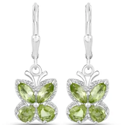 Gemstone Butterfly Earrings in Sterling Silver-Amethyst, Garnet, Peridot or Topaz