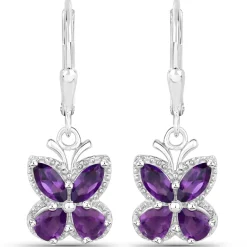 Gemstone Butterfly Earrings in Sterling Silver-Amethyst, Garnet, Peridot or Topaz
