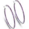 Gemstone Hoop Earrings: Peridot,Amethyst or Blue Topaz in 925 Sterling Silver