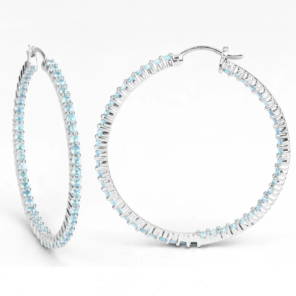 Gemstone Hoop Earrings: Peridot,Amethyst or Blue Topaz in 925 Sterling Silver