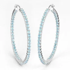 Gemstone Hoop Earrings: Peridot,Amethyst or Blue Topaz in 925 Sterling Silver