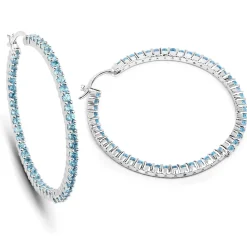 Gemstone Hoop Earrings: Peridot,Amethyst or Blue Topaz in 925 Sterling Silver