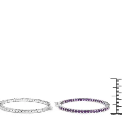Gemstone Hoop Earrings: Peridot,Amethyst or Blue Topaz in 925 Sterling Silver